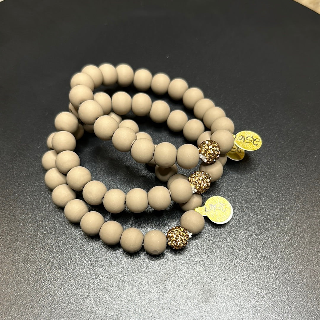 Taupe Matte Beaded Bracelet
