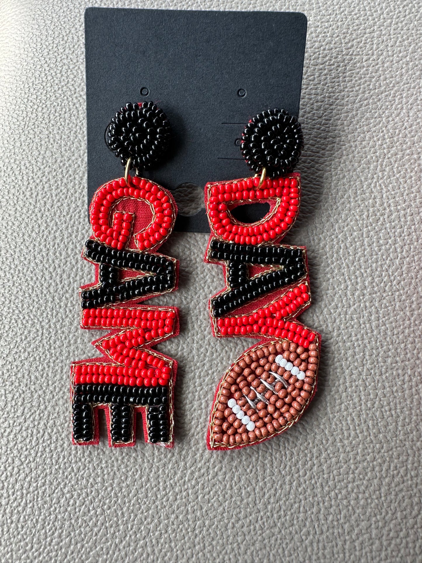 Game Day Beaded Football Earrings