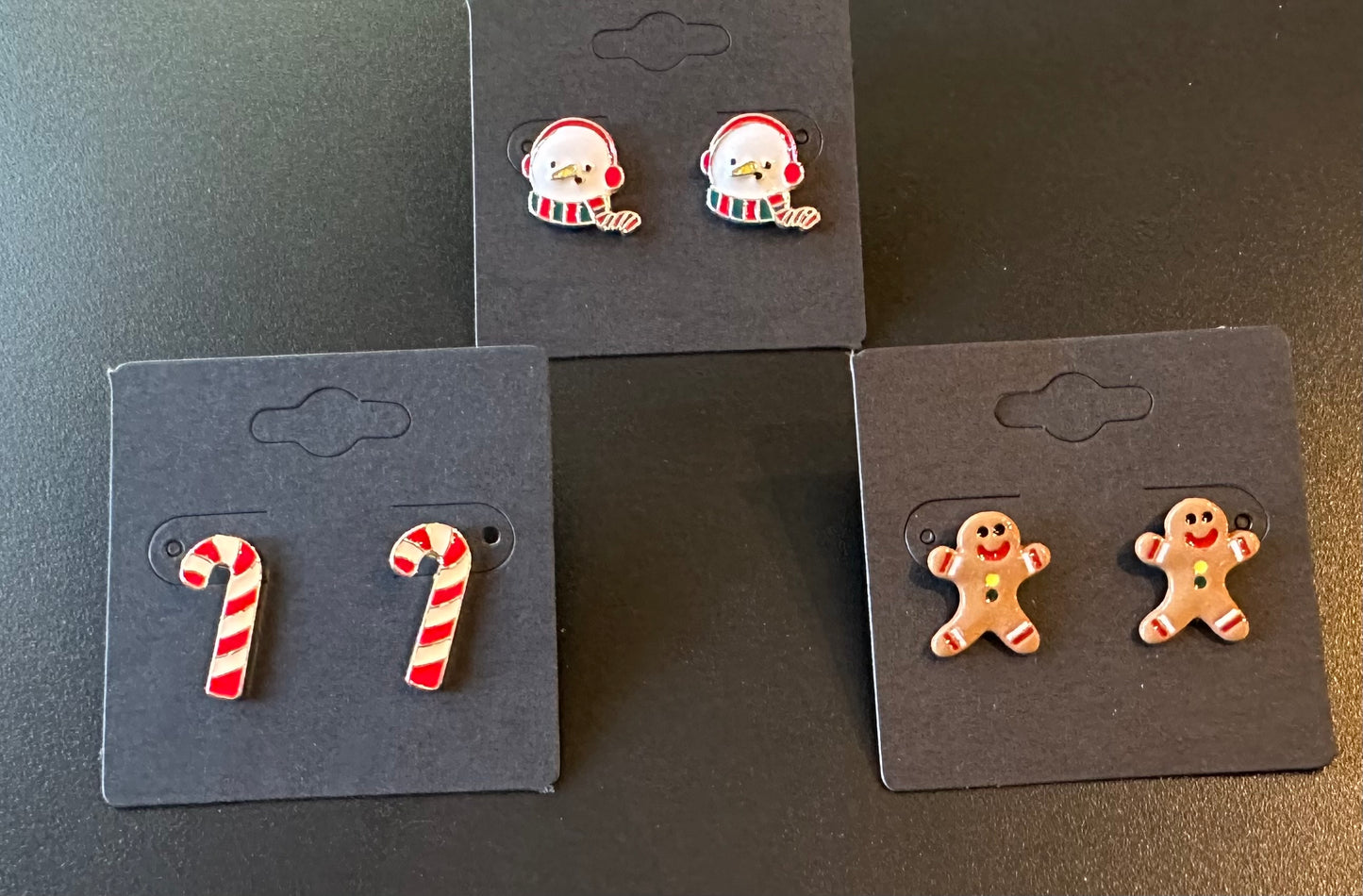 Christmas Studs: Ginger, Snowman, Candy Cane
