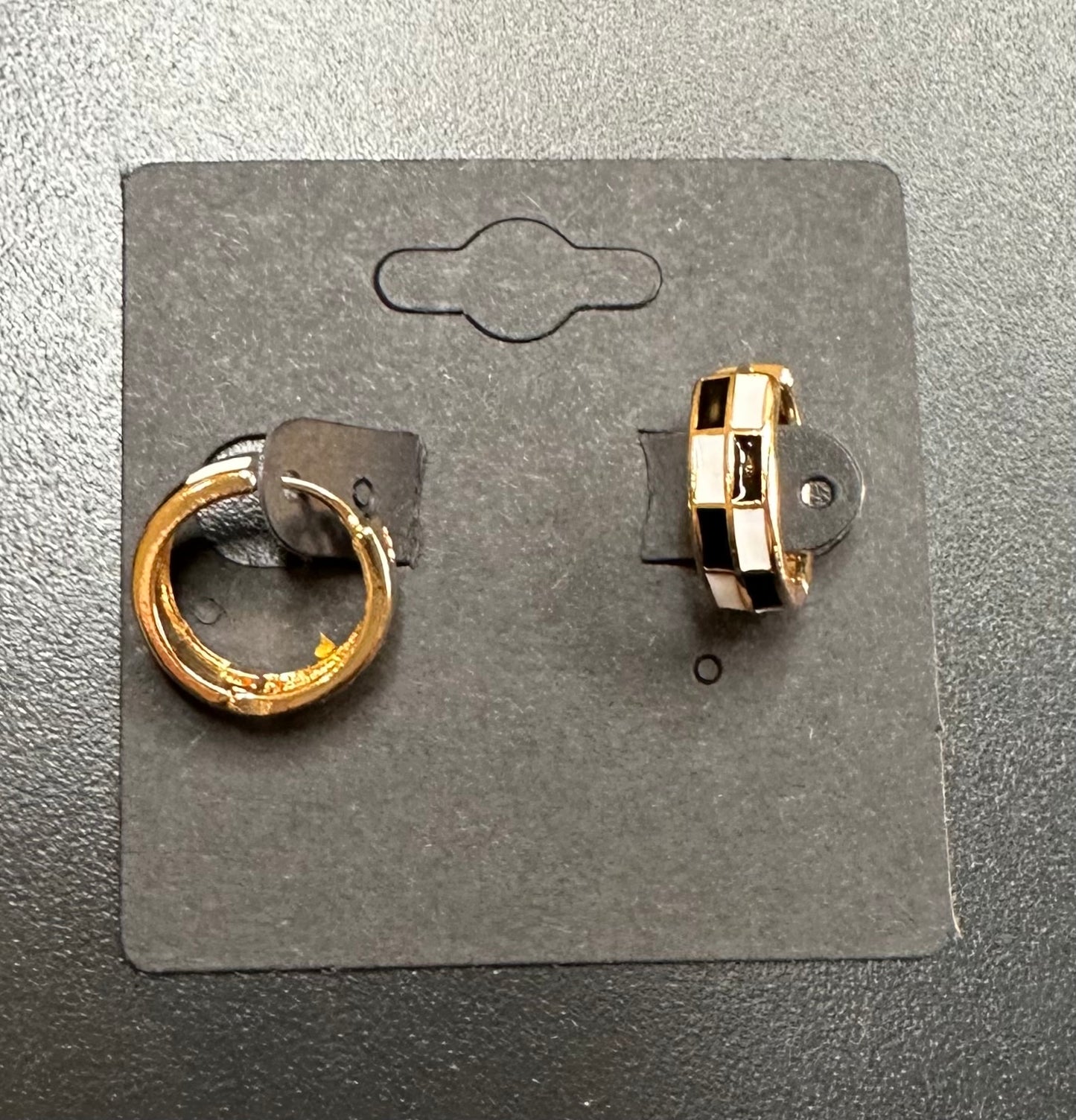 Black/White Check Cuff Earrings