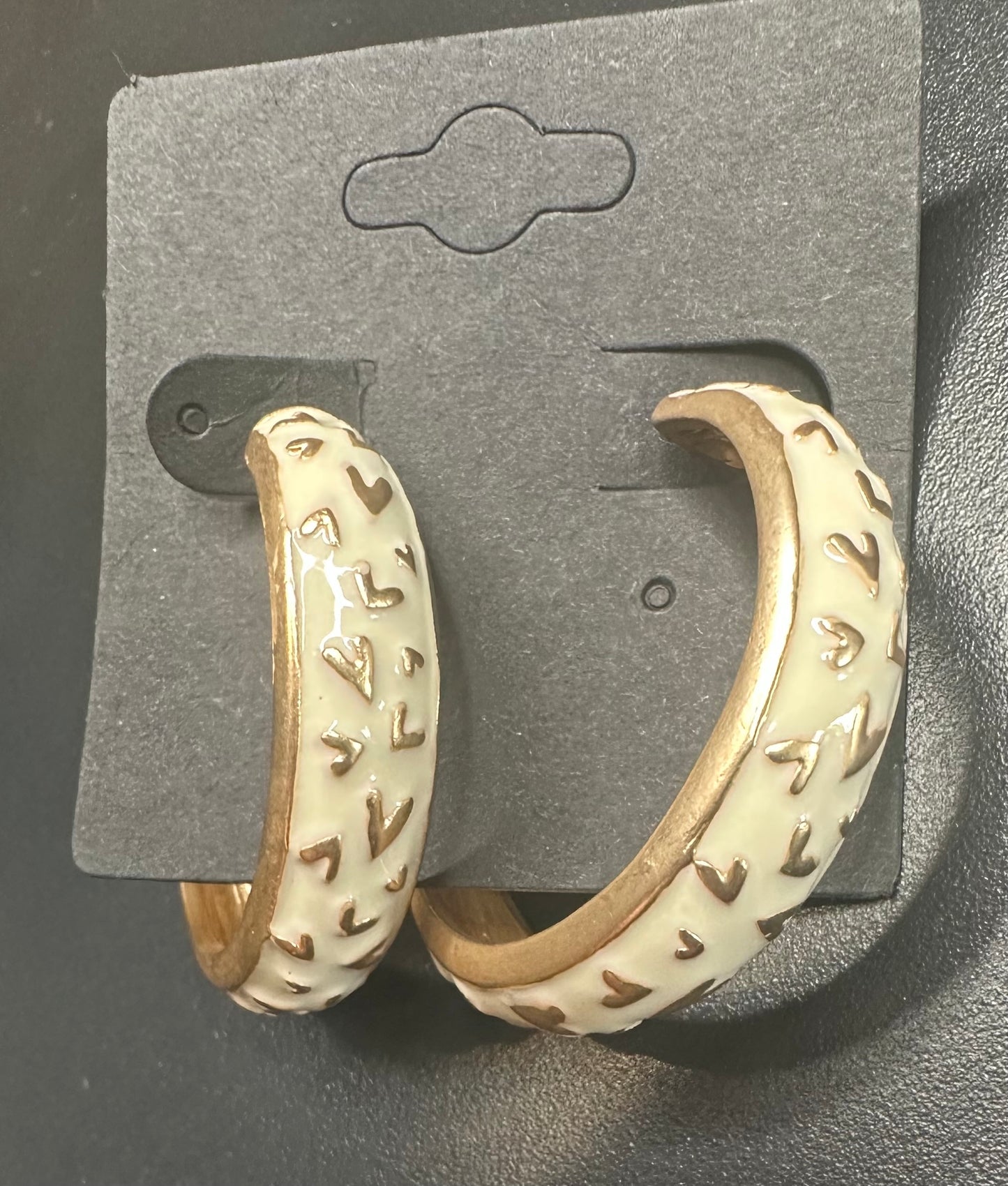 Gold Enamel Heart Earrings 2156