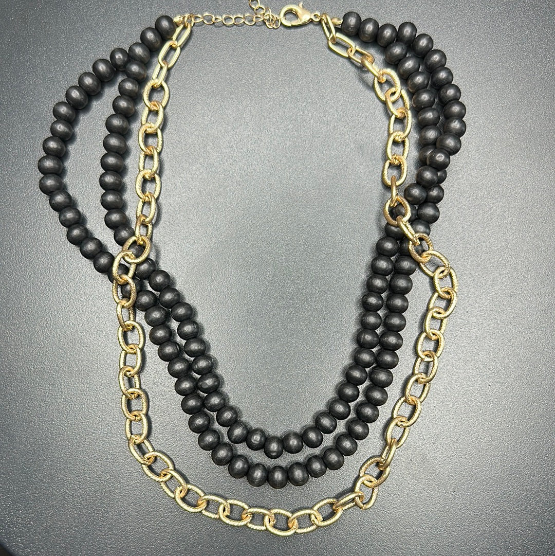 Wood and Gold Necklace
