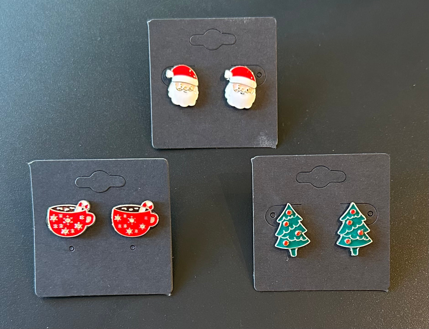 Christmas Studs: Santa, Cocoa, Tree