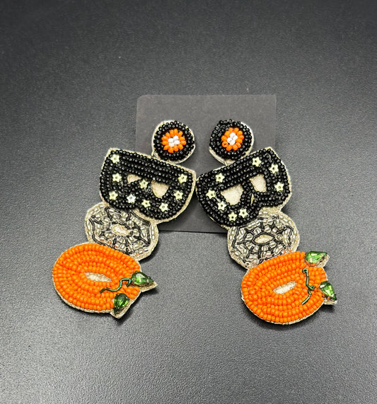 Pumpkin Boo Beaded Earrings