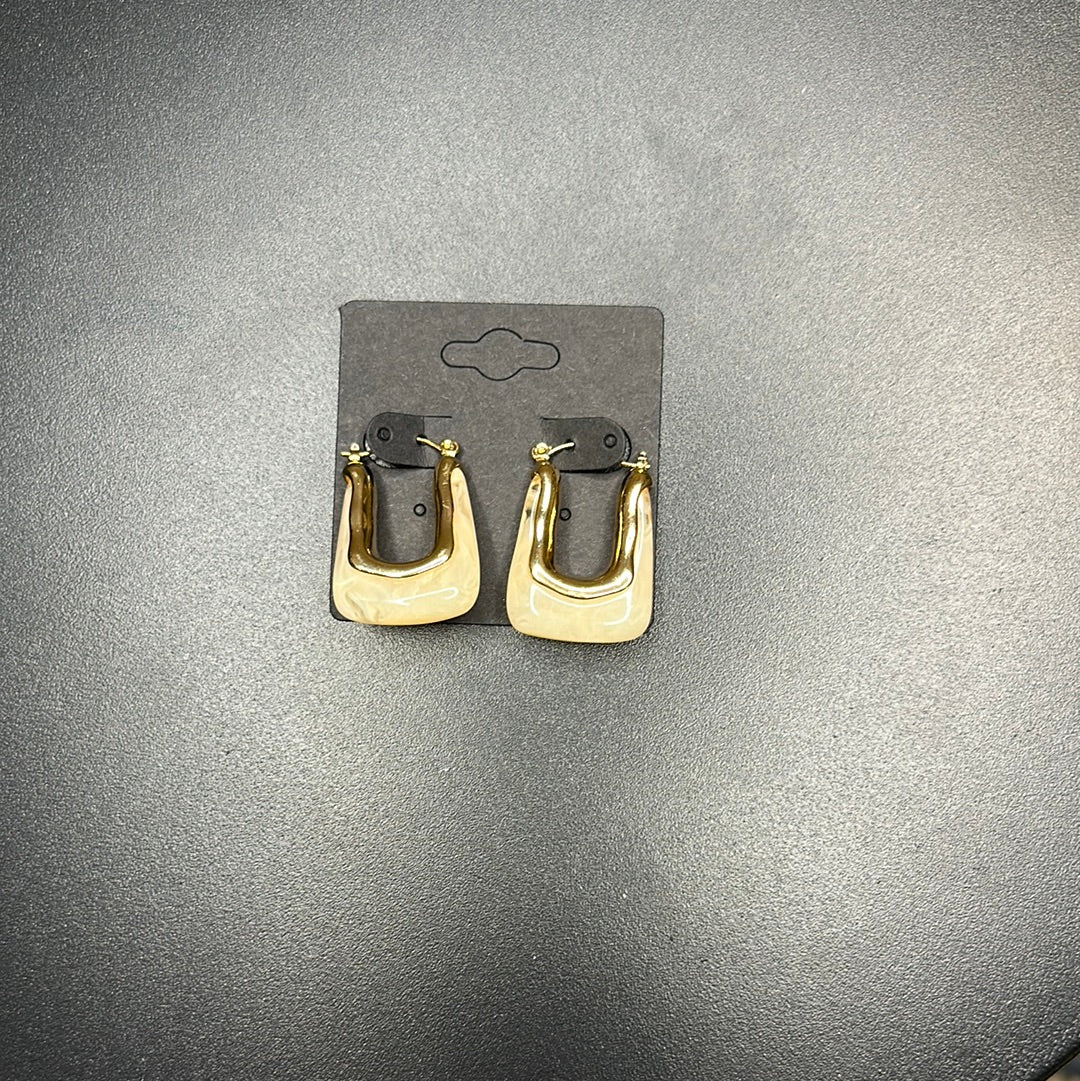 Gold and Cream Acrylic Earrings