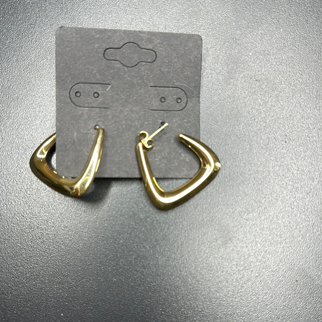 Gold Square Bottom Hoops