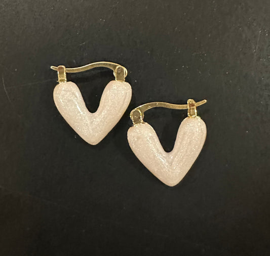 Small Pearlized Heart Hug Earrings