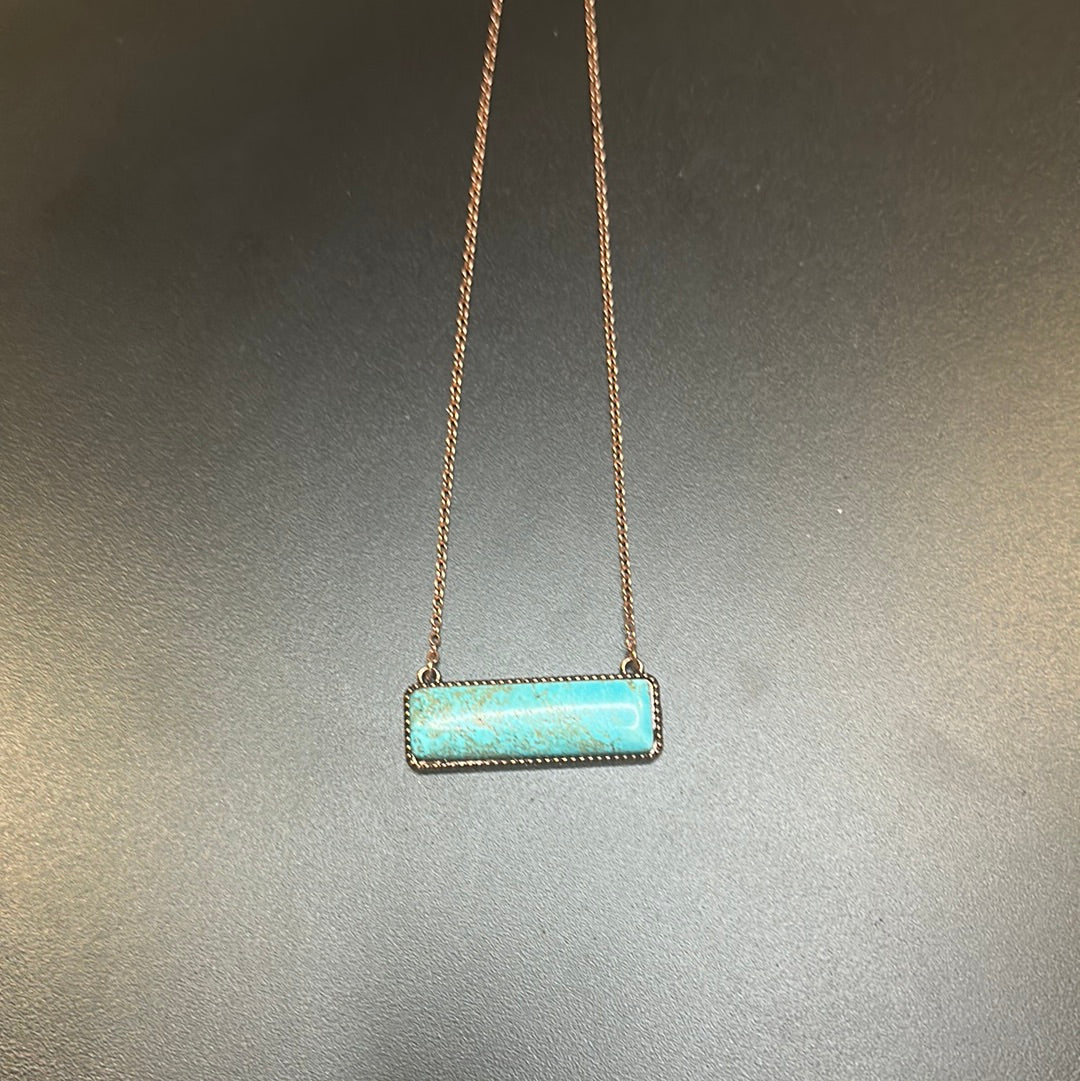 Bronze Turquoise Bar Necklace