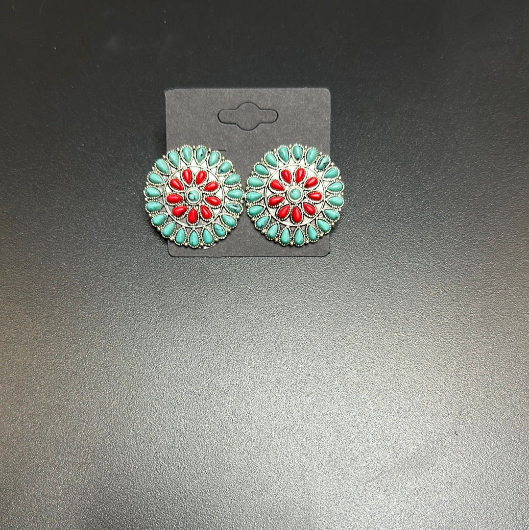 Red and Turquoise Earrings