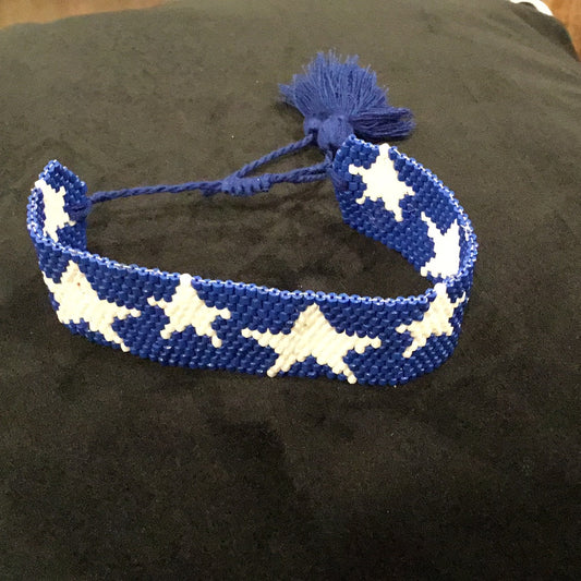 Blue and White Star Adjustable Bracelet